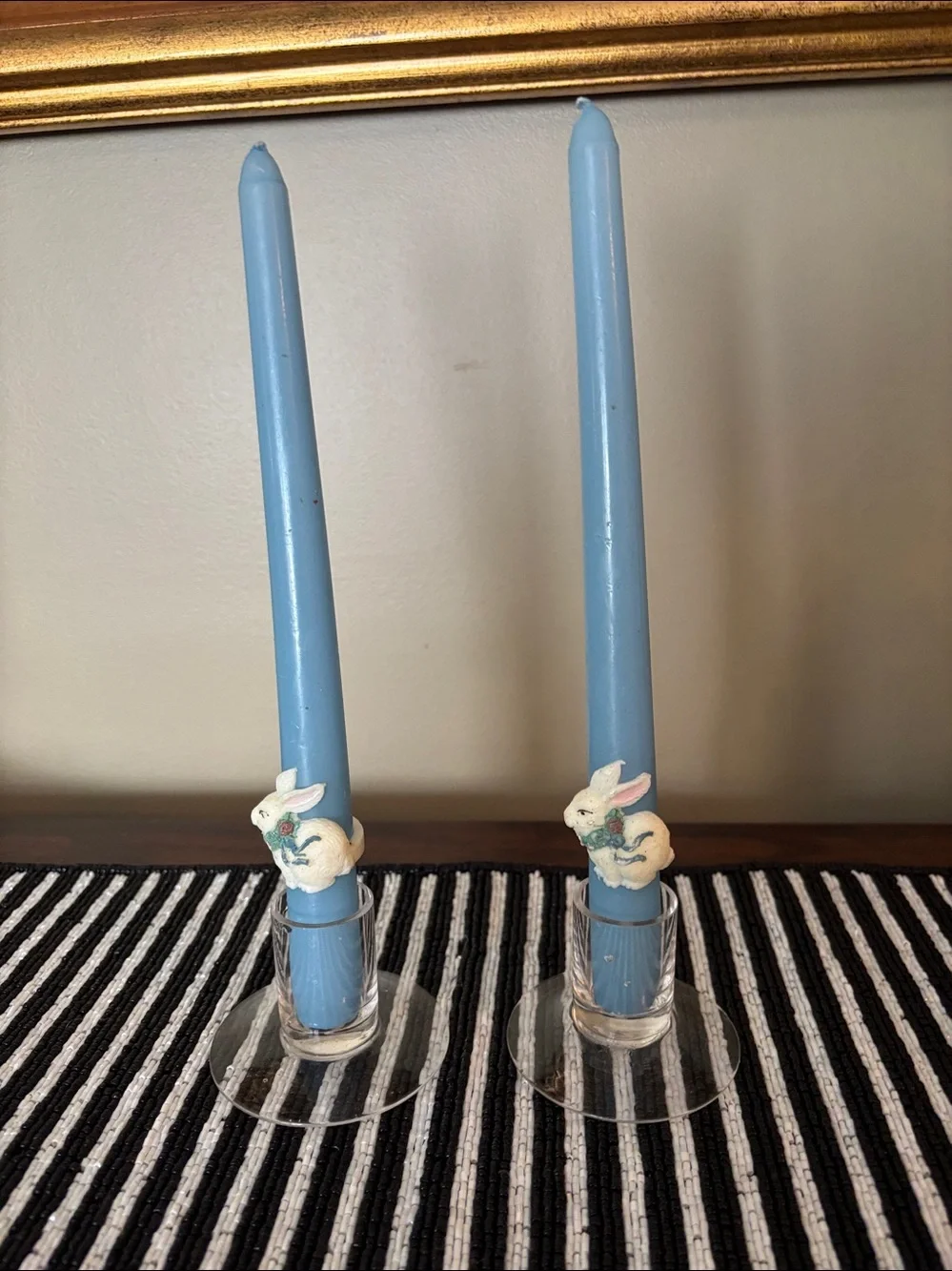 Anthropology Set of 2 festive Easter Bunny 🐰 taper candles
